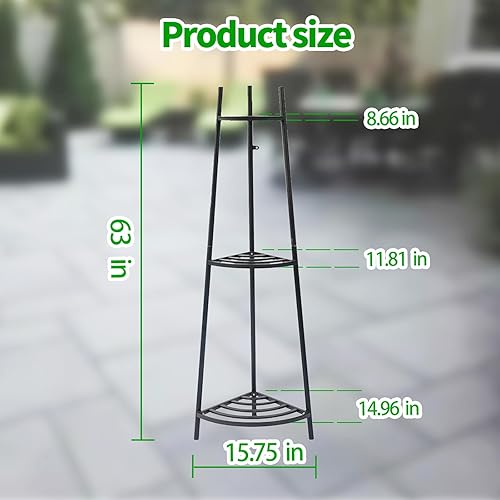 Miniatura 7 de DHYGOTFUR Soporte para plantas de aluminio de 3 niveles de alta calidad, soporte versátil para interiores y exteriores, para un oasis de jardín,