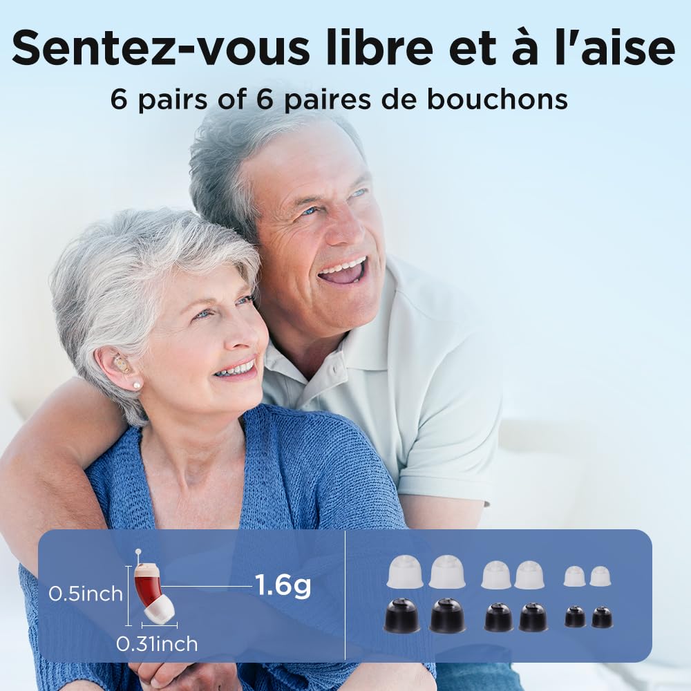 JINGHAO Amplificateur De Son Rechargeable - Paire d'amplificateurs sonores personnels Comprend Un Appareil Droit Et Gauche, Avec Portable Boîtier De Chargement