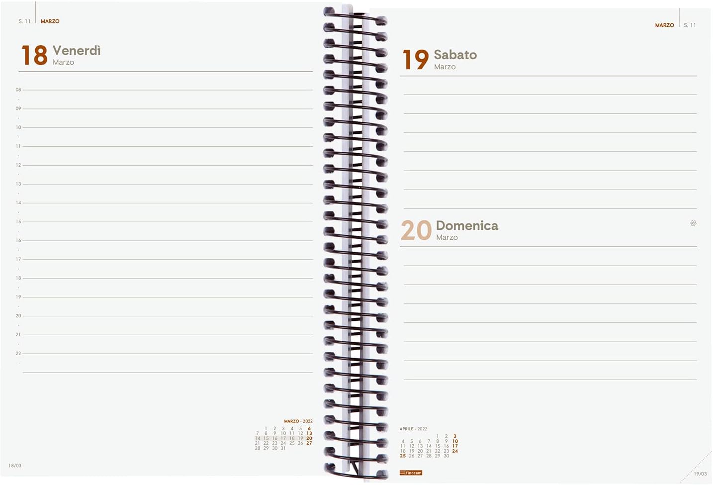 Finocam - Daily Diary 2022 from January 2022 to December 2022 (12 months) E10-155x212mm Spiral Opaque Black Italian - Image 3