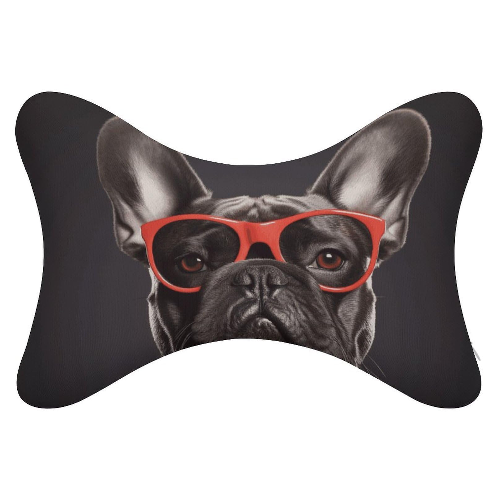 FekiLoot French Bulldog3 Car Headrest Set of 2,Softness Memory Foam Car Neck Pillow with Breathable Removable Cover Car Neck Support Pillow Ergonomic for Driving, Office