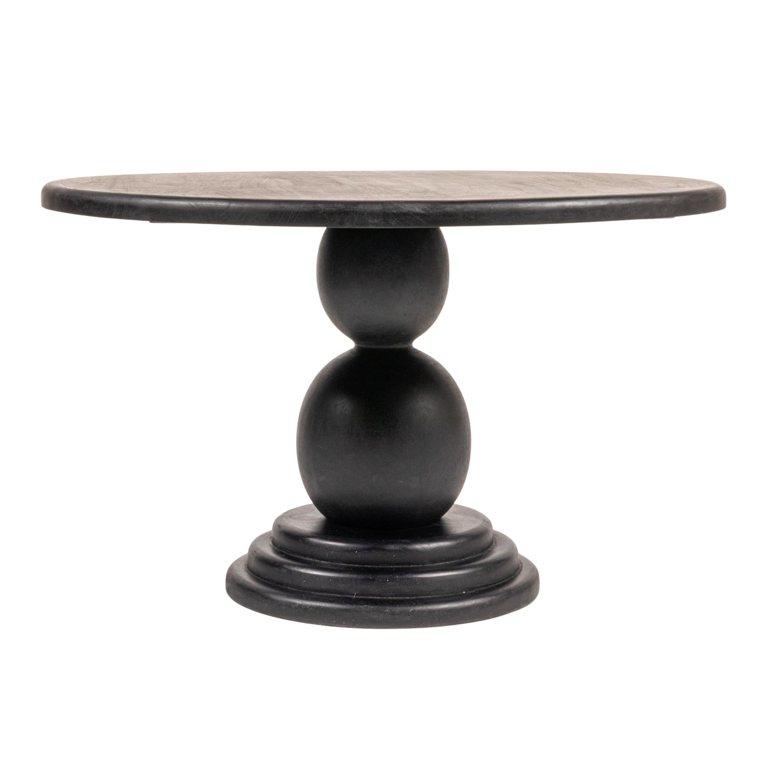 Creative Co-Op Round Mango Wood Bulbed Pedestal Coffee Table, Black