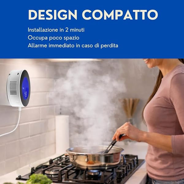 Rilevatore Gas Metano WiFi EN 50194, Sensore CH4 con Display LEL e Allarme Sonoro 85dB, Compatibile Alexa e Google, Controllo Remoto App Smart Life, Installazione a Parete - 5
