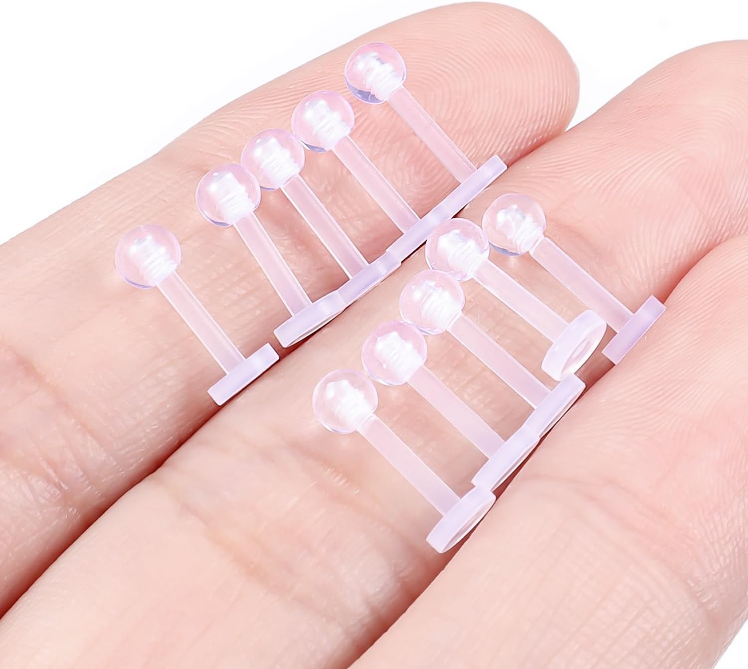 Lcolyoli 16G 18G Clear Earrings for Sports Clear Piercing Retainers Cartilage Earrings Plastic Earring Bioflex Lip Rings Labret Retainer for Women Men 6/8/10mm Bar Length