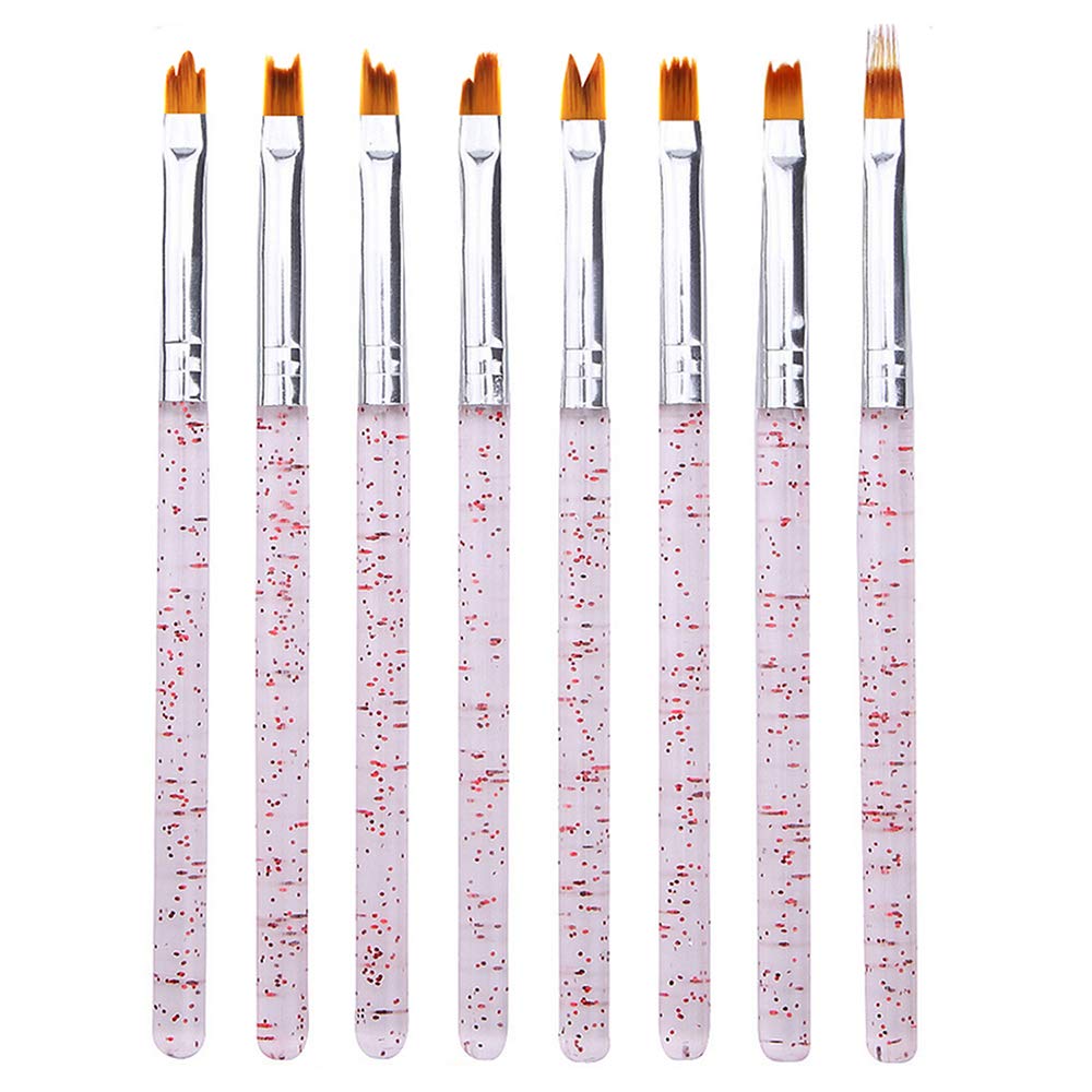 Mwoot 8 Pcs Set de Cepillo de Esmalte Uñas (Pluma de Fototerapia), Gel Gradient Nail Art Brush, Cepillo uñas pinceles para decoración de uñas, Nail Art acrílico pintura GEL dibujo diseño cepillo