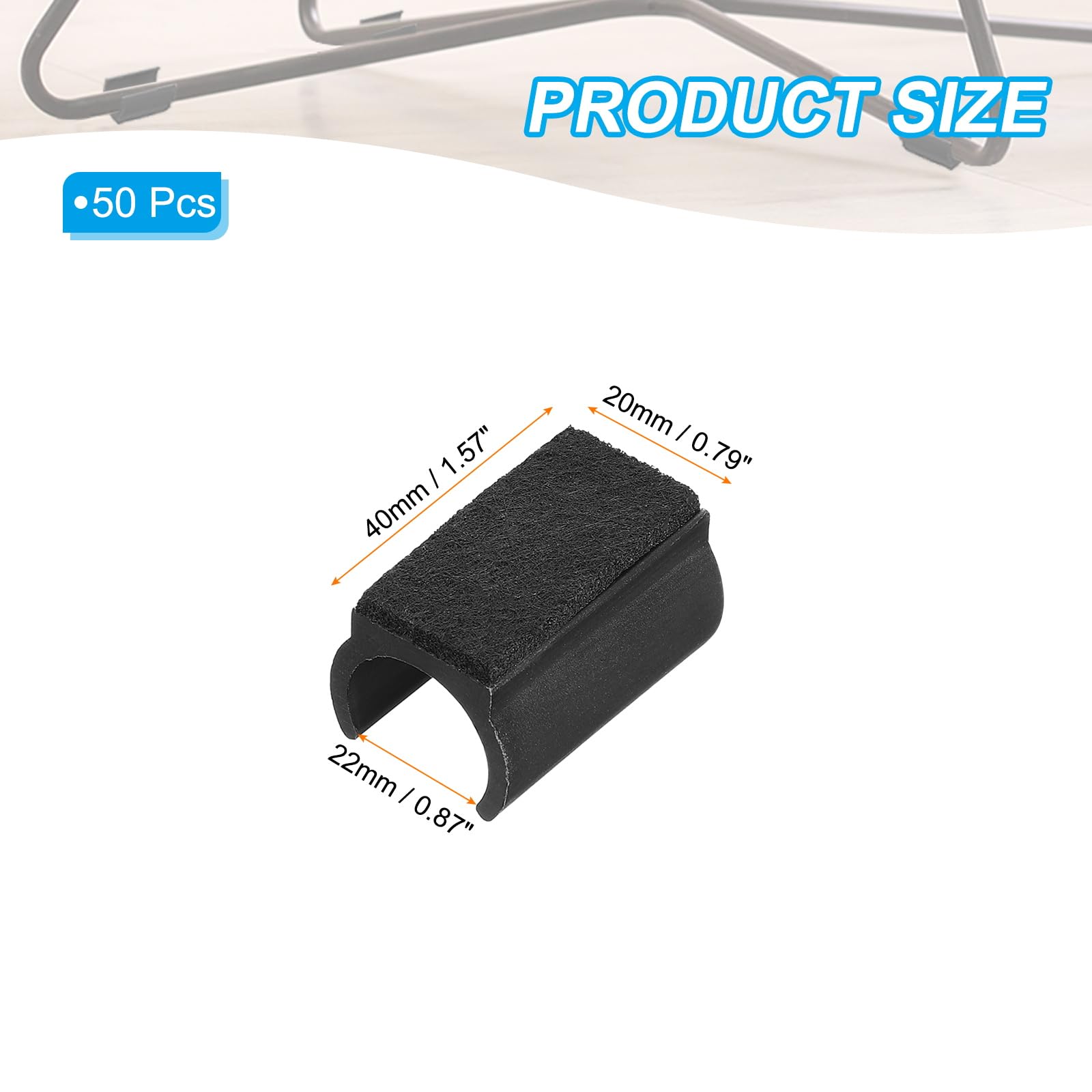 PATIKIL Rectangle U Shaped Chair Leg Tips Caps with Felt Pads - Image 2