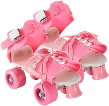 Adjustable Roller Shoes - Quad Skates with 4 Wheels, Double Outdoor Skating Shoes | No Need to Remove Footwear, Recreation Equipment for Children and