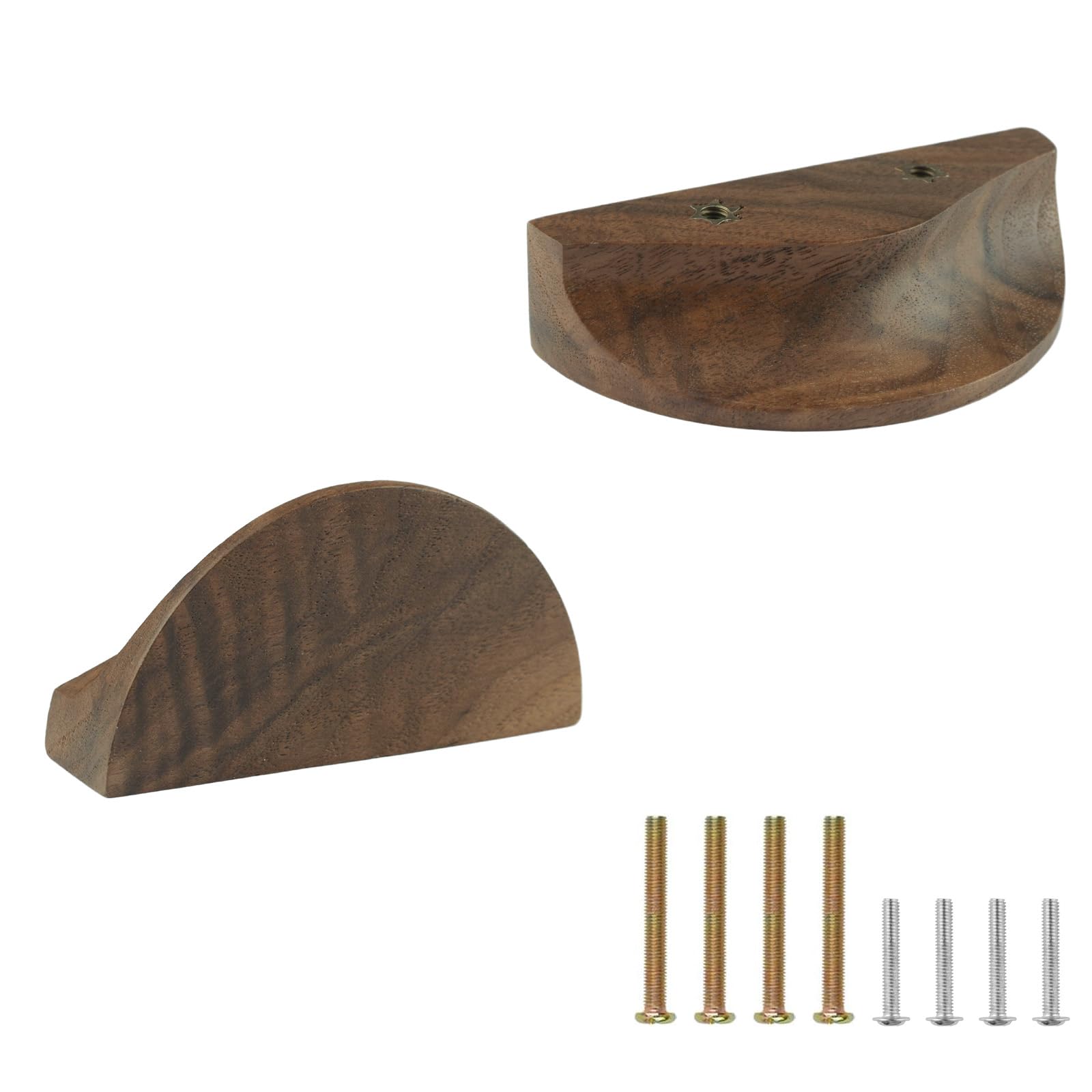 MOROBOR Half Moon Drawer Handles, 2PCS Semicircle Wood Cabinet Handles Double Hole Handle Natural Wooden Cabinet Hardware for Furniture Drawers Dresser Wardrobe Cupboard — image 1