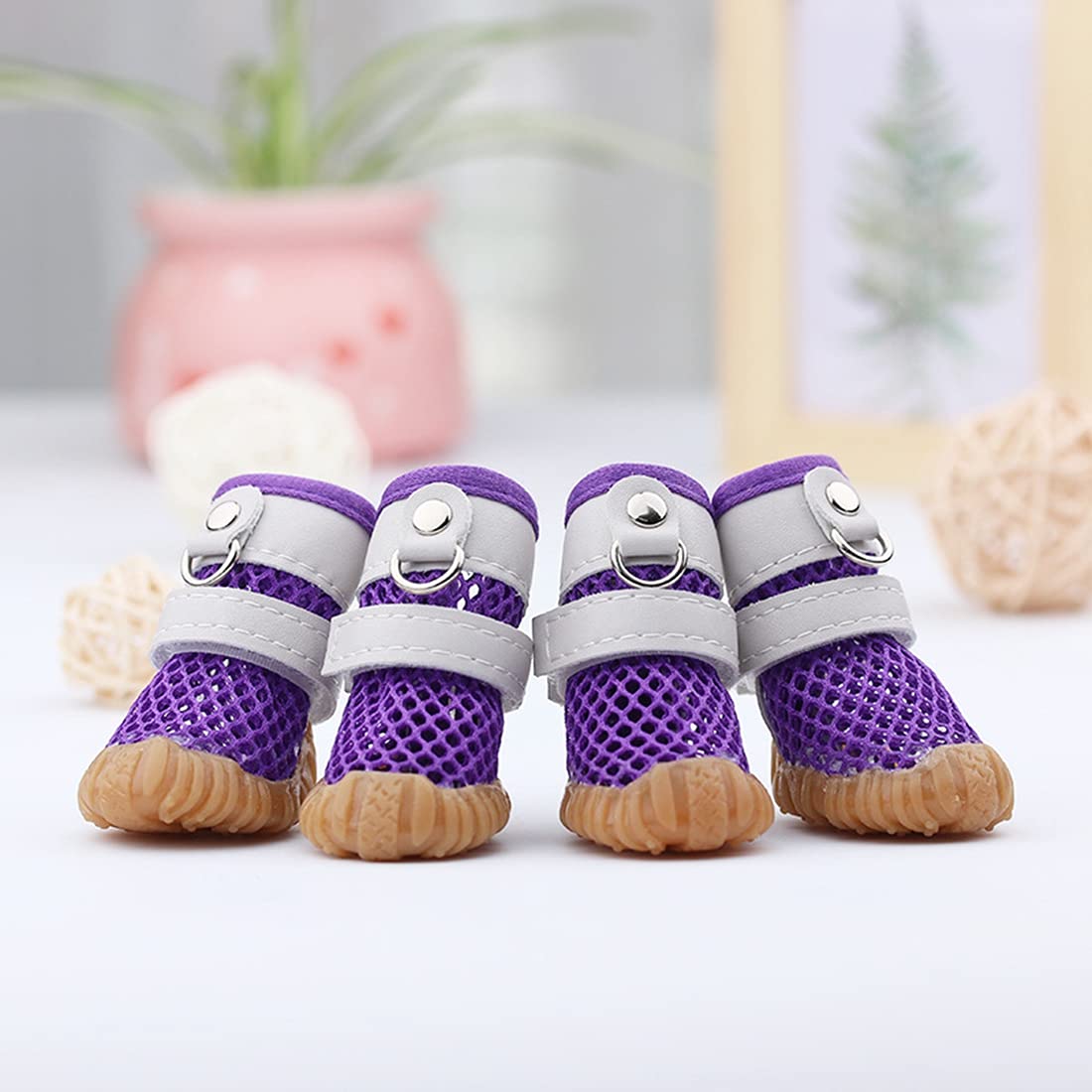 PetPhindU Dog Shoes Breathable Mesh Dog Boots Dog Shoes Indoor Outdoor Dog Shoes Dog Paw Protector Non-Slip Dog Boots Summer Spring Pet Shoes