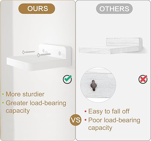 Miniatura 6 de SRIWATANA Small Floating Shelves Wall Mounted, 4 Inch Wood Shelf for Decoration and Storage Set of 8, Mini Display Shelf for Bedroom, Bathroom,