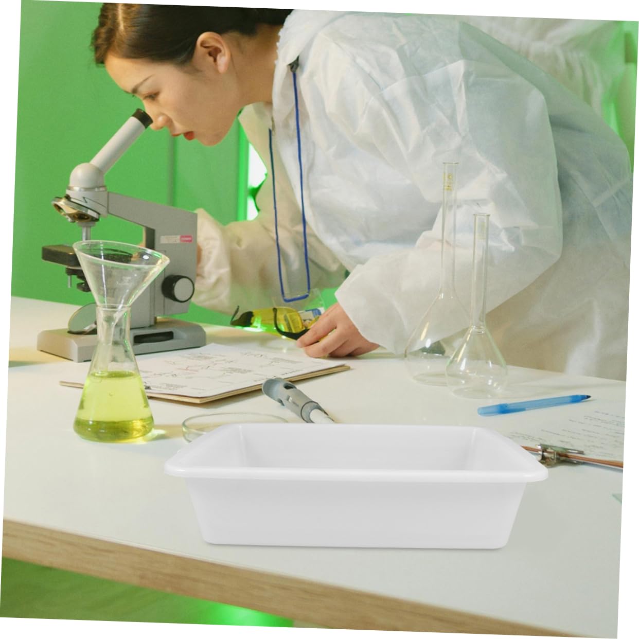 2 Stück Laborschalen Kunststoff 13.78X9.84 Zoll Lecksicher Chemisches Experimententablett Für Labororganisation Und Effiziente Lagerung