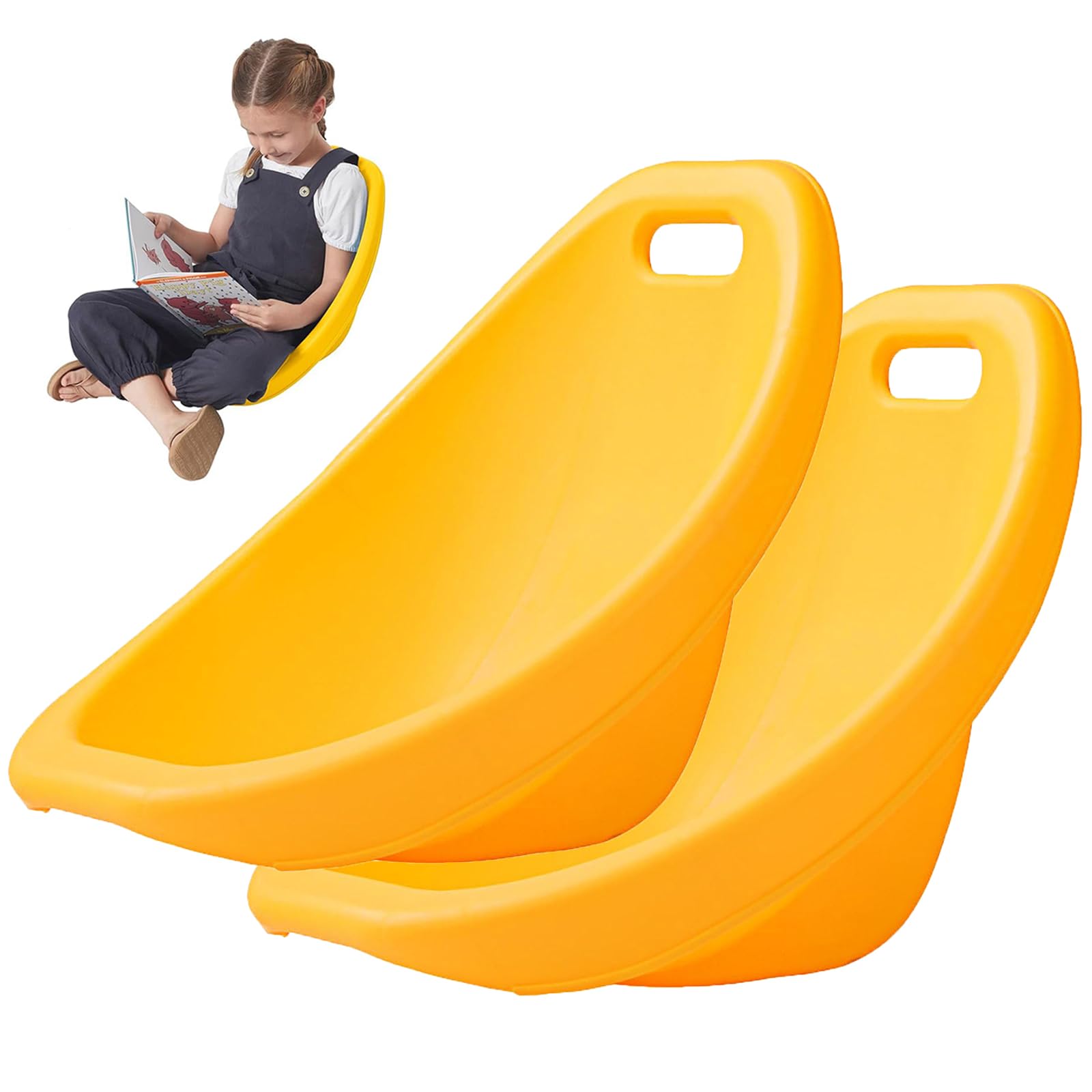 Kinder-Stühle, stabile und stapelbare Kunststoffstühle für drinnen und draußen, perfekt für Spielzimmer und Hinterhof-Aktivitäten, 2 Stück, Gelb, 2 Stück