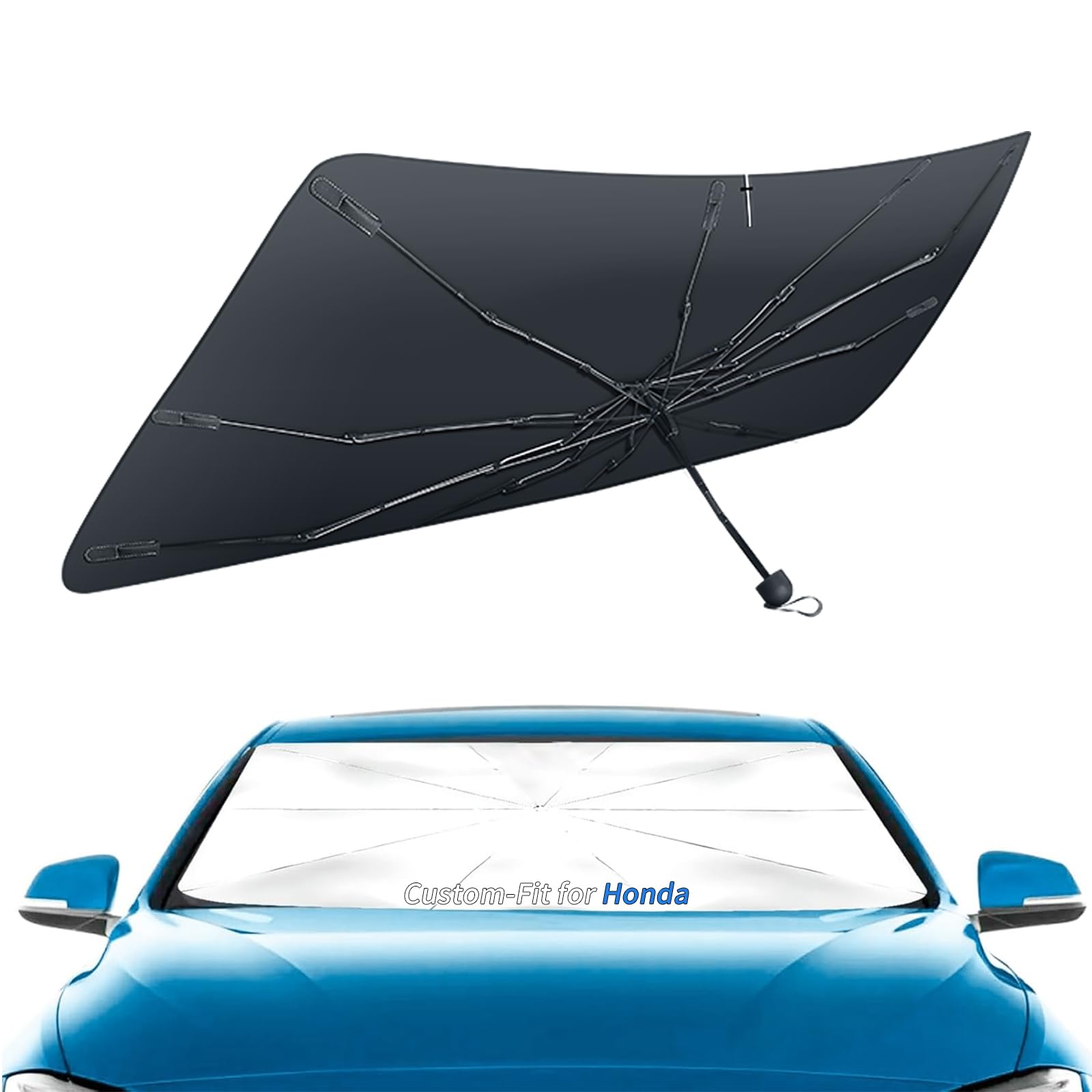 Custom-Fit for Honda Windshield Sun Shade Umbrella, Protect Car from Sun Rays, Foldable Car Umbrella Sunshade Cover, Designed for Honda Accessories (