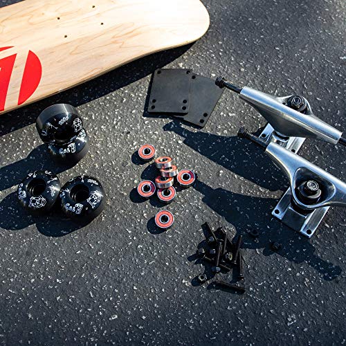 Cal 7 Skateboard Package | Complete Combo Set with 139 Millimeter / 5.25 Inch Aluminum Trucks, 52mm 99A Wheels & Bearings (Silver Truck + Black Interstellar Wheels)