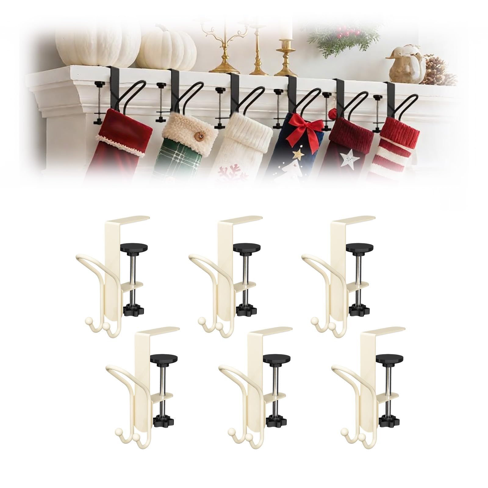 6pcs 2 en 1 Colgador de Medias y Guirnaldas para Chimenea Beforehatched