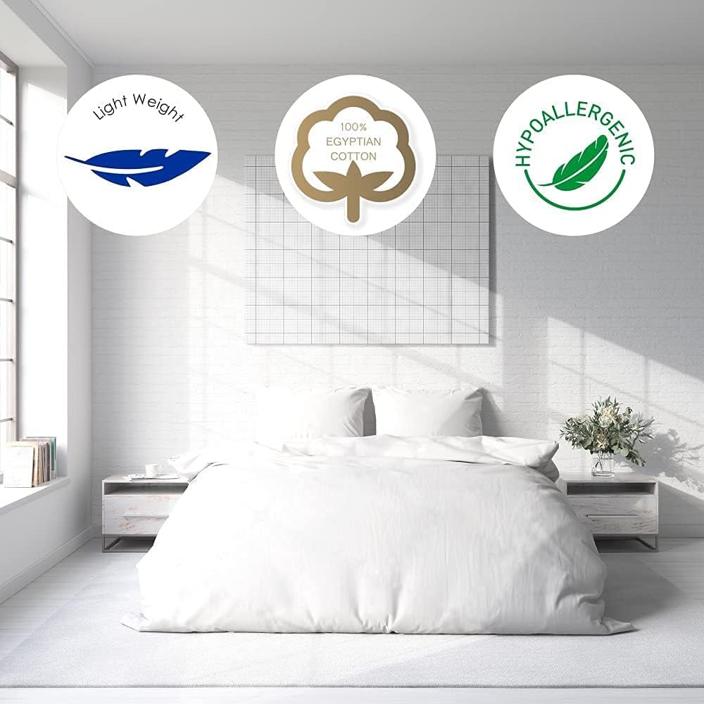 Duvet Cover 100% Egyptian Cotton 500 TC with Zipper & Corner Ties Luxurious Bedding (Twin/Twin-XL, Ivory)
