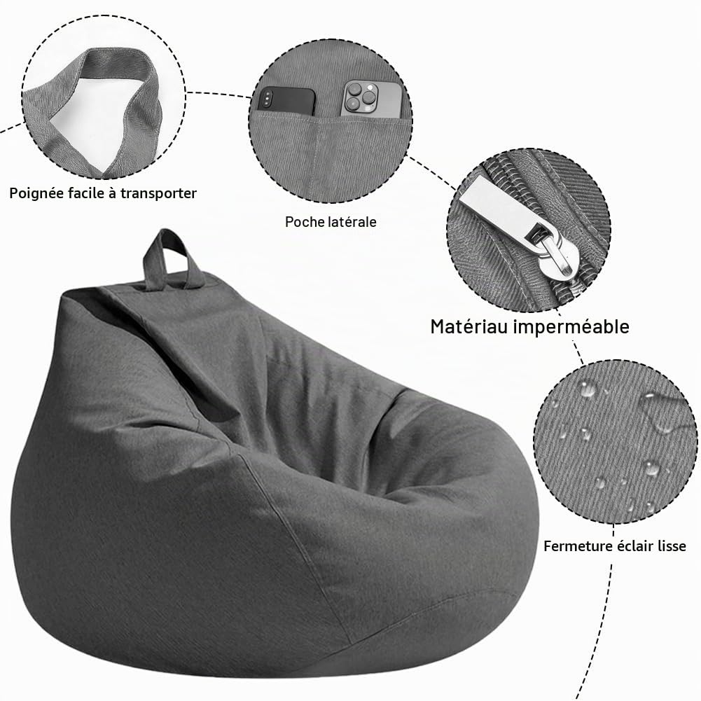 DASIAUTOEM Pouf XL (sans remplissage), Poufs forme goutte uniquement housse, Grand pouf de jeu XL Bean Bag Chair, Pouf sans remplissage pour salon chambre des enfants canapé extérieur déco, 100x120 cm