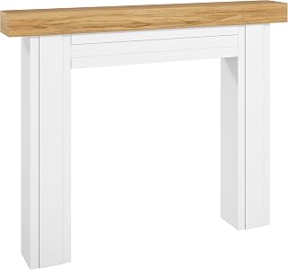 HOMCOM 51.2" Modern Freestanding Fireplace Mantel Surround for Electric Fireplaces, Natural Wood Grain Top, Anti-Tip Safety