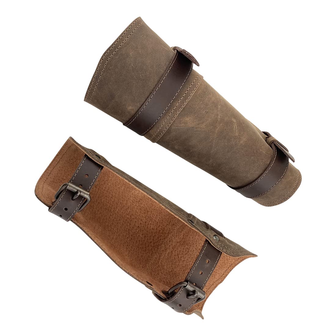 Set of 2 Vambrace Bracers, Viking Style Hand Protector for Archery, Medieval Armband, Wrist Guard, Adjustable Buckles, Full Grain Leather, Handmade, Bourbon Brown