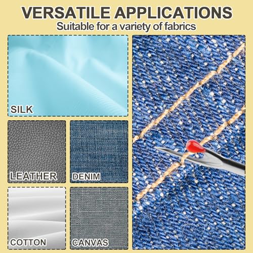 Automatic Needle Threaders Seam Ripper, Upgraded 3 in 1 Sewing Needle Threader Tool, Stretchable Quick Seam Rippers with Needle Storage for Hand Quilling, Embroidery Stitch Removal(Yellow) - Thumbnail 7