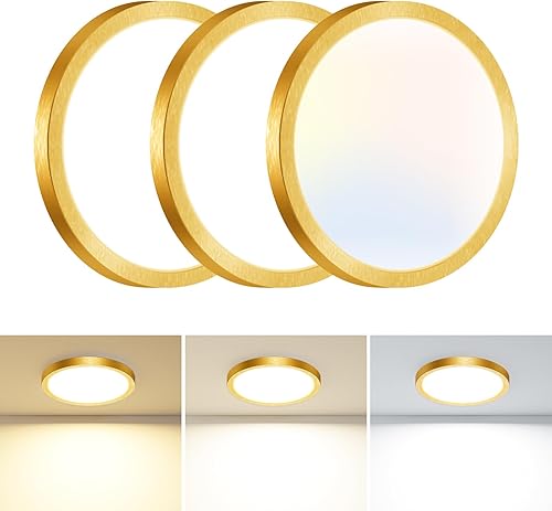 Miniatura 28 de Lámparas de techo de montaje empotrado, 3000K-4000K-6500K y 100W equivalentes a luces LED planas para techo de habitación, luces de techo redondas