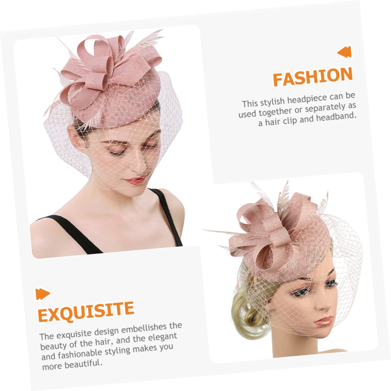 GALPADA 2pezzi Fascinator Elegante per Donne con Velato Rete Accessorio per Tea Party e Matrimonio Cerchietto Multifunzione per Occasioni Speciali e Balli