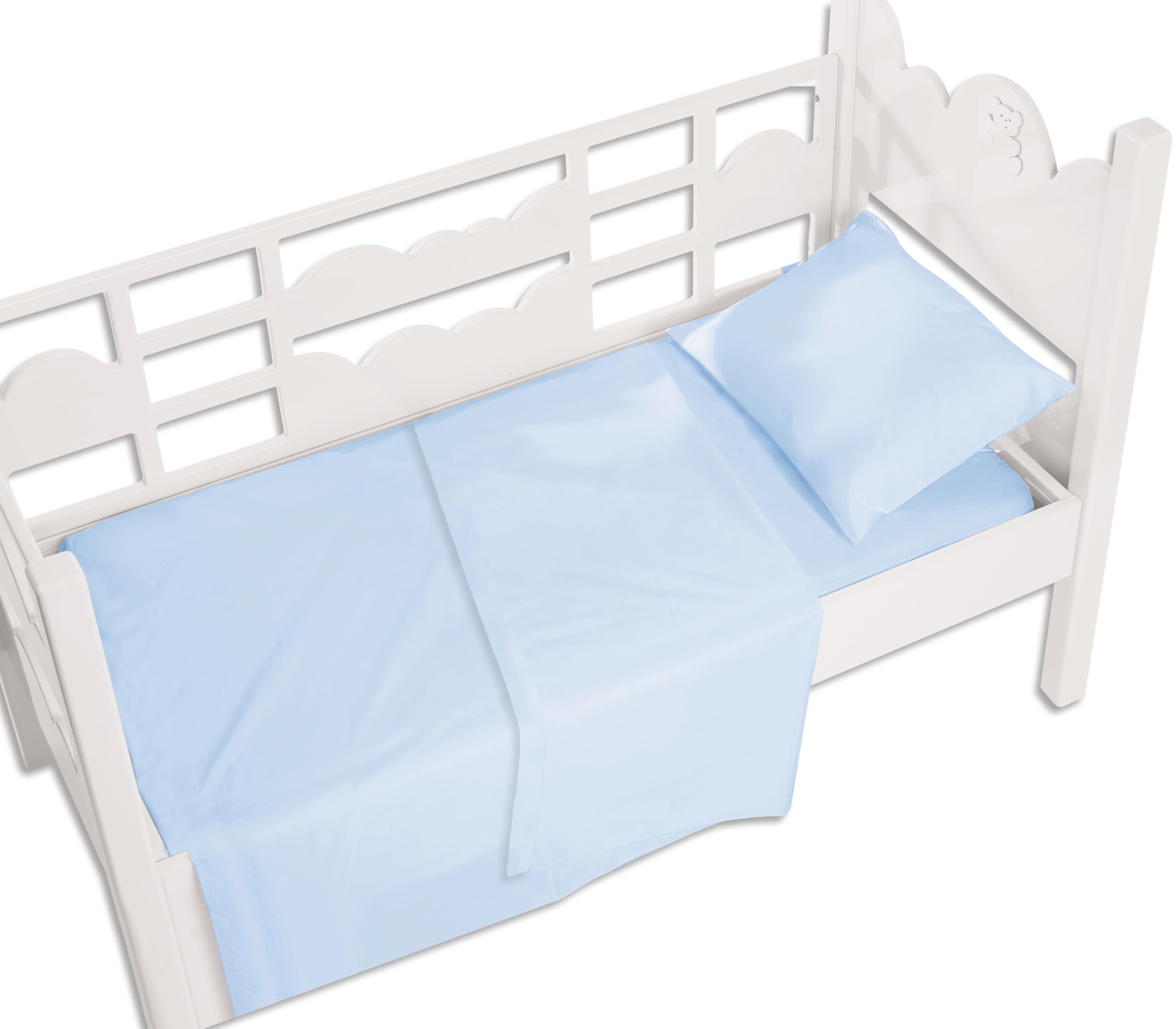 Drap plat lit bébé bleu ciel coton drap de dessus lit barres Andy Helen