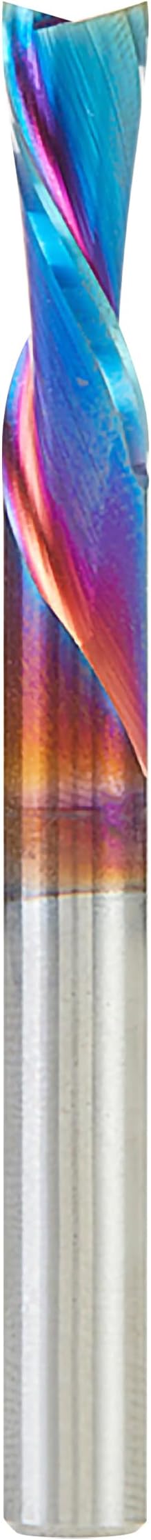 46202-K Solid Carbide Spiral Plunge Router Bit Down Cut 1/4 Dia x 3/4 x 1/4 Inch Shank, Spektra Extreme Tool Life Coated