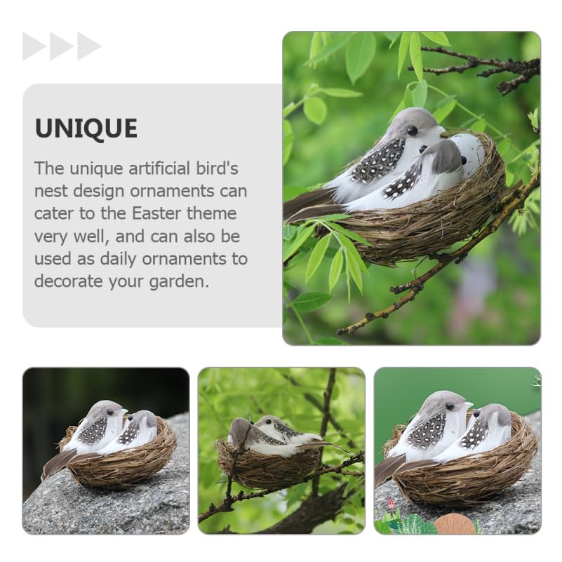 Image of 3 Set Artificial Bird Nest with Foam Eggs Simulated Twig Birds Nest Decoration for Easter Garden and Home Ornament