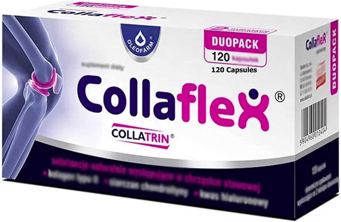 Polpharma Collaflex 120 Capsules. Made in Poland. Polish Distribution, Polish Language.