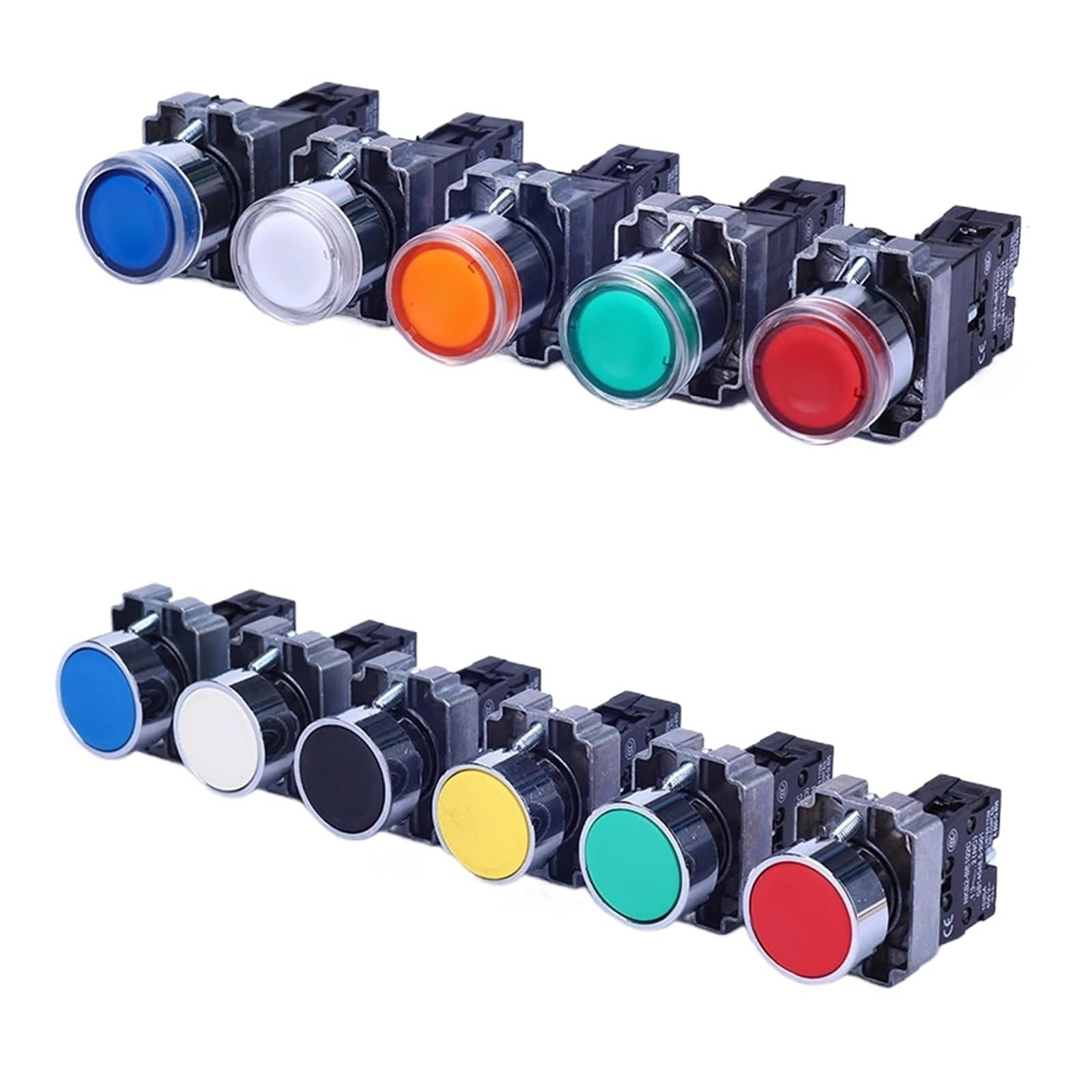 XB2-BA Series Metal Push Button Switch Without Light, self-Reset, self-Locking, Emergency Stop, Key Start, inching, Power on(Y 1NO_Silver Contact_Upgraded Version)