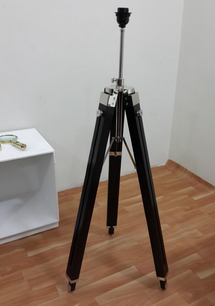 THORINSTRUMENTS (with device) Thor Vintage Tripod Floor Lamp,Nautical Style Corner Black Tripod Lamp Rustic Vintage Home Decor Gifts