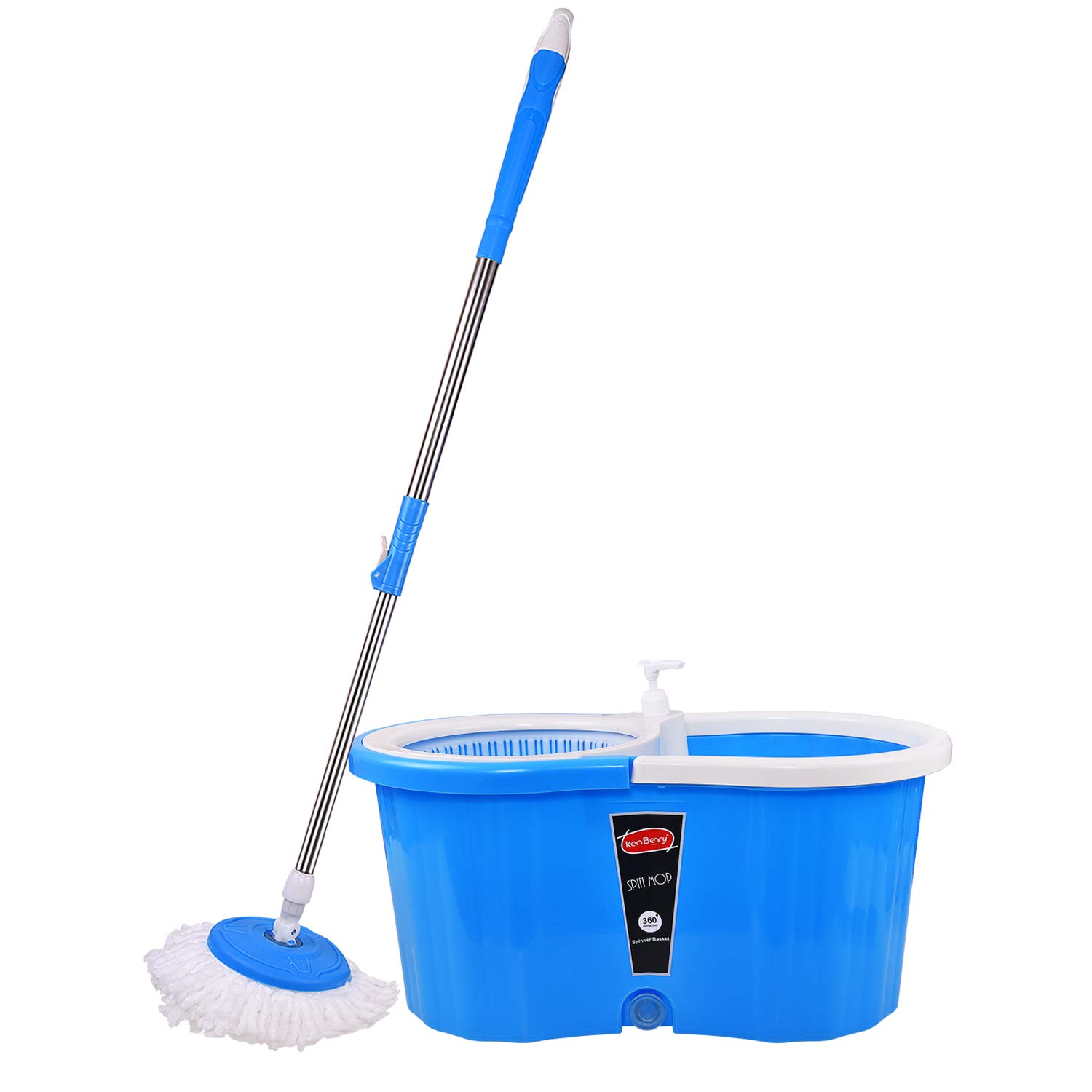 KenBerry Favourite Spin Mop Set with Wheels and Plastic Auto Fold Handle for 360 Degree Cleaning (with 2 Refills) (B08HH8BNFF) Amazon Price History, Amazon Price Tracker
