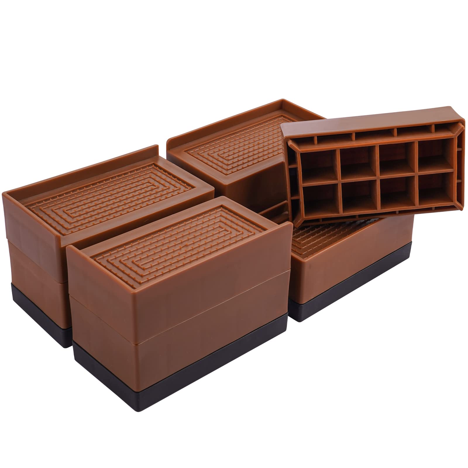 AmazeFun 4 Sets Furniture Bed Risers, Adjustable Lift 3 Inch Height Up to 1500Lbs Heavy Duty for Bed, Table, Sofa, Chair, Desk