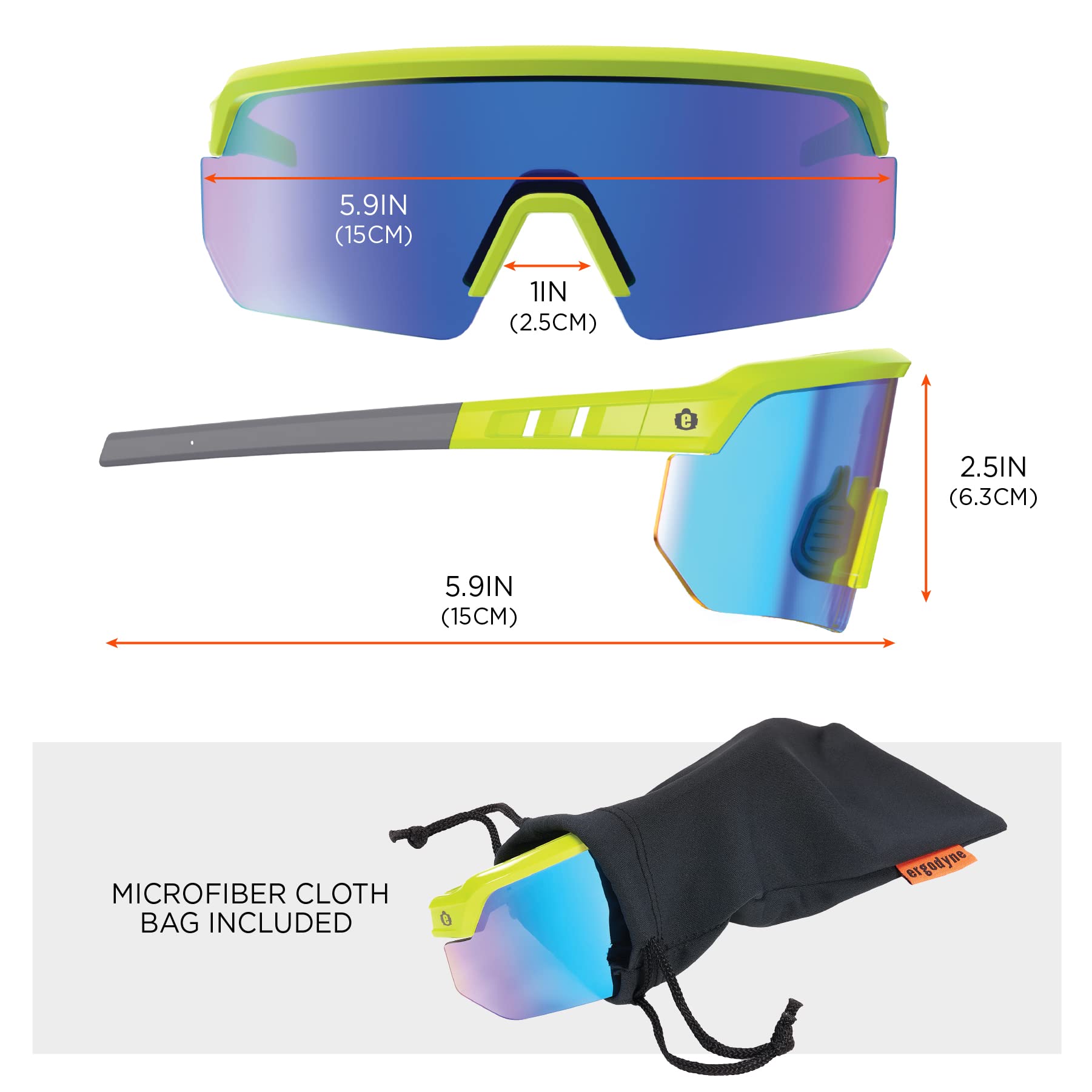Ergodyne Skullerz Aegir Anti-scratch & Enhanced Anti-fog Safety Glasses, Sunglasses - Mirrored Lenses Gafas de seguridad antiarañazos y antivaho Unisex adulto (Pack de 1)