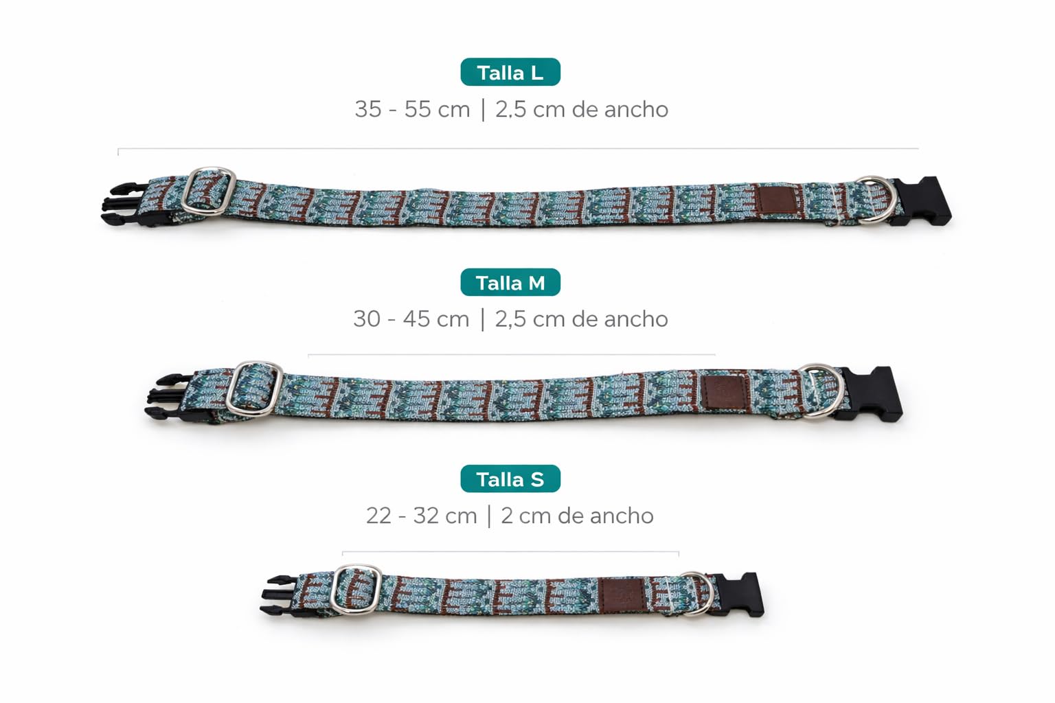 MOUZ Collar para Perro adiestramiento, Ajustable, de Tela Premium y Nailon, Muy Resistente, con Hebilla Segura y Anilla metálica D soldada. Dogs Collar. Hecho a Mano en España (Etnico, L)