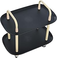 Vista 33 de Main + Mesa Carrito moderno de plástico y metal de 3 niveles, blanco y marrón