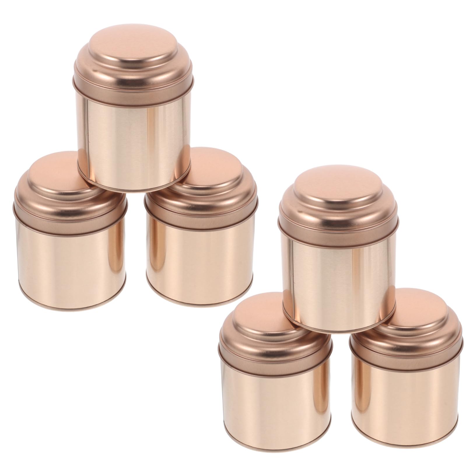 6piezas Latas de Té Selladas Redondas Contenedor de Hojalata para Té y Especias Caja de Almacenamiento de Sueltas para Cocina