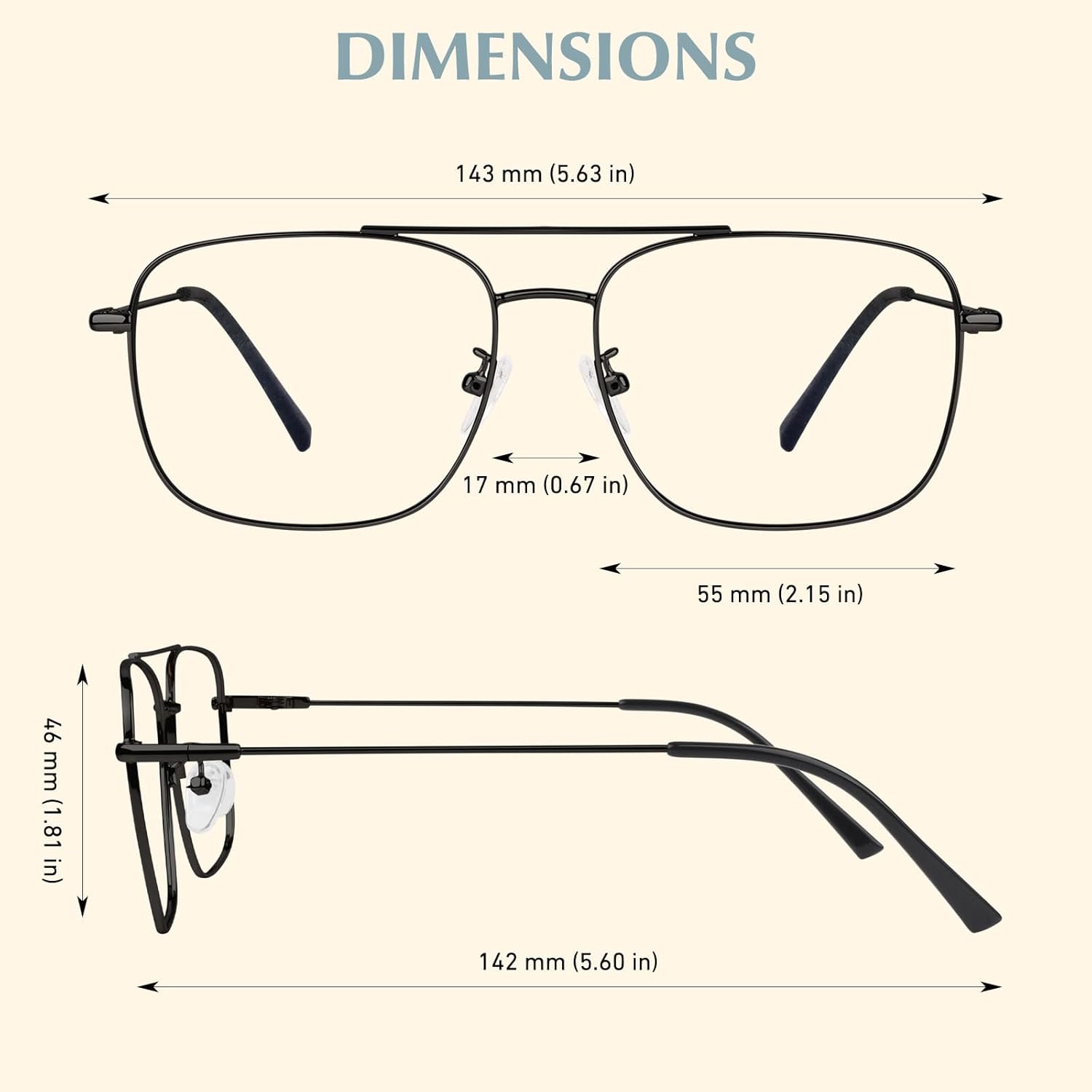 LINVO Fake Glasses Non-Prescription Clear Lens Metal Frame Fashion Eyewear for Women Men - Image 5