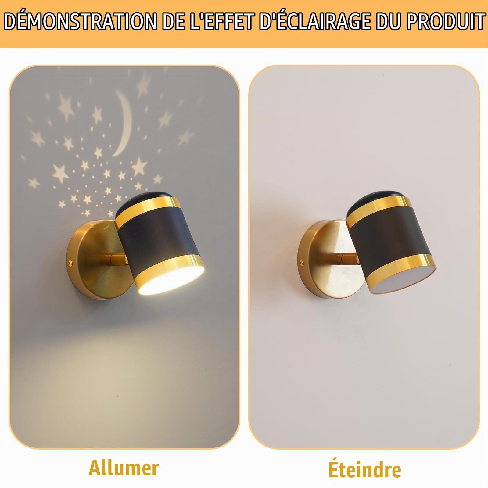 zhxinashu Applique Murale LED Étoile, Applique Orientable pour Chevet