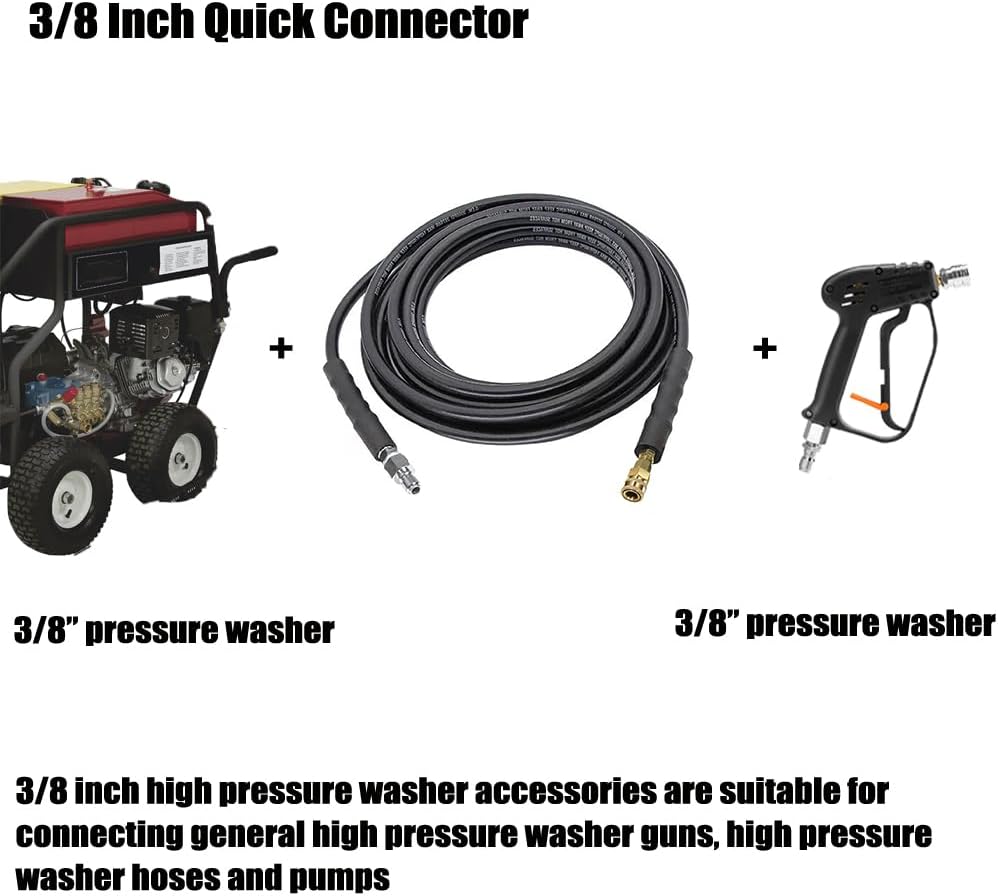 3/8" Pressure Washer Hose, 20FT Power Washer Hose High Pressure Hose Replacement Hose 3/8 Inch Quick Connect for Power Washer