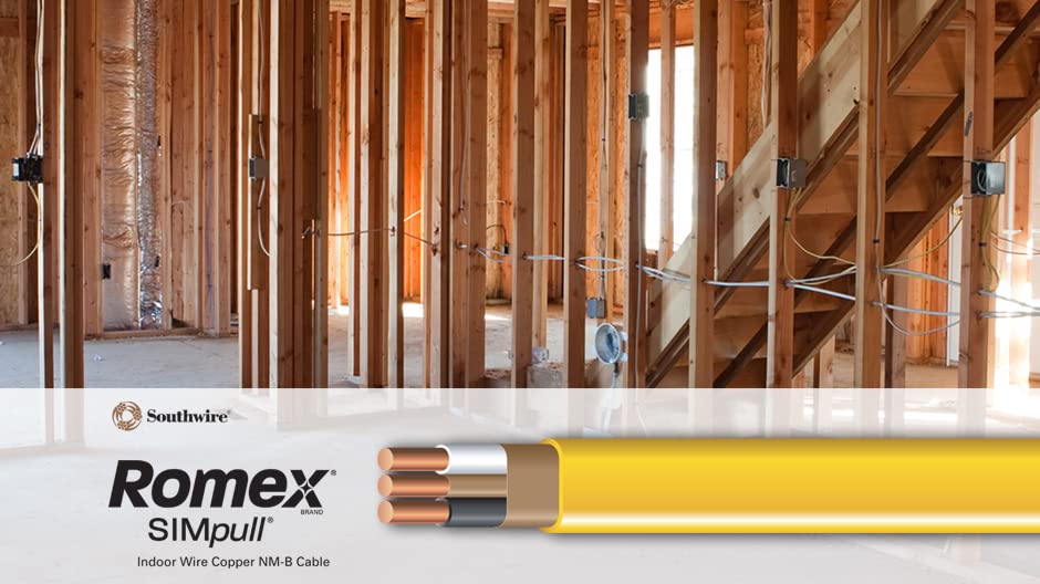 Southwire Romex Brand Simpull Solid Indoor 12/2 W/G NMB Cable 50ft coil - SW# 28828222,Yellow