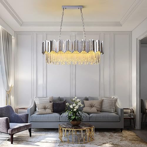 Miniatura 2 de WABON Candelabros de cristal modernos, luz de celda de lujo cromada, luces colgantes contemporáneas para comedor sala de estar