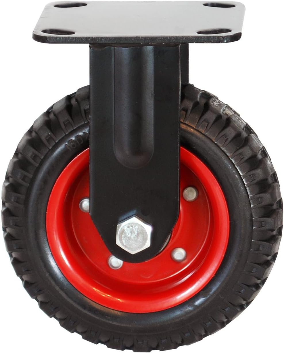 POWERTEC 6" Swivel & Fixed Knobby Tread Heavy Duty Rubber Castor Wheels for Workbench Cart Dolly Wagon Chicken Coop, 1PK (17050, 17052V)