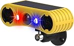 HULPPRE Solar Outdoor Motion Sensor Alarm-13 Sounds Including Dog Barking&Gunshot,2 * 130db Loud Noise Maker,4 Modes,Red&Blue Motion Activated Strobe Light,Say Goodbye to The Intruders