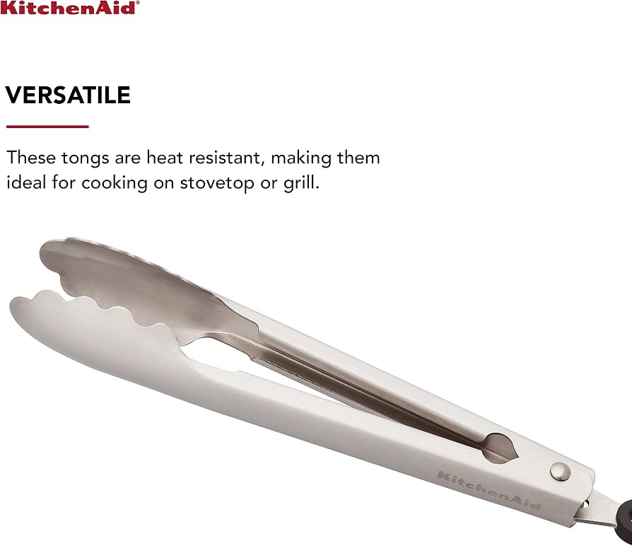 KitchenAid Gourmet - Pinze da portata in acciaio INOX con gancio