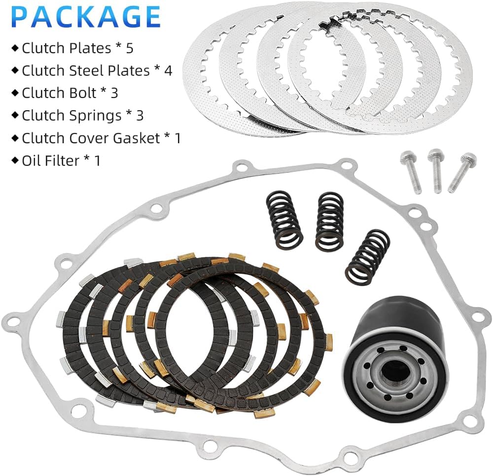 Clutch Kit & Clutch Cover Gasket & Oil Filter kit Compatible with Kawasaki Ninja 400 EX400 Z400 ER400 2018-2024