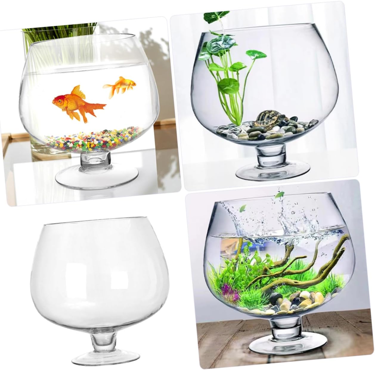 PRETYZOOM Desktop Decorative Aquarium Tank Clear Bowl Transparent Tabletop Fish Tank Decor for