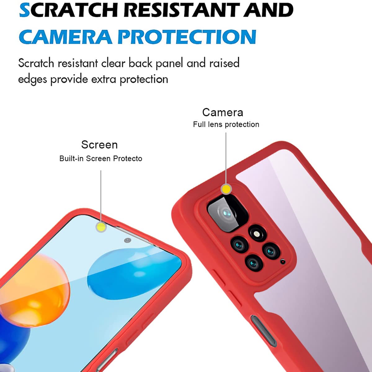 Custodia Protettiva Per Xiaomi Redmi Note 11 4G / 11S 4G, Cover Antiurto Trasparente Con Protezione Schermo Integrata, Blu Scuro, Silicone + PC
