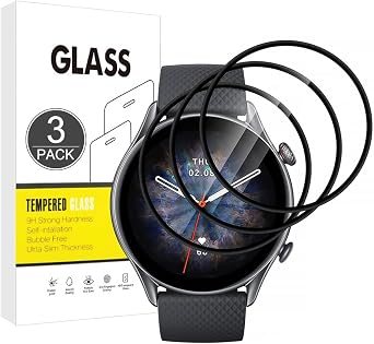 Screen Protector Compatible with Amazfit GTR 3 Pro,[3 Pack][3D Curved Full Cover][Scratch Resistant, High Definition] Protector for Amazfit GTR 3 Pro