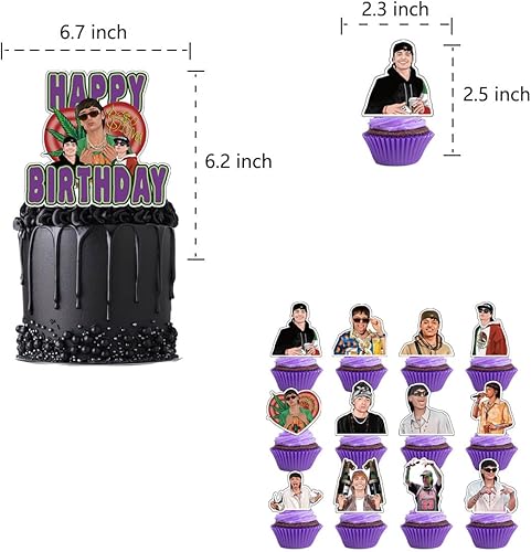 Miniatura 3 de Suministros de fiesta de cumpleaños para peso pluma, decoraciones de fiesta incluidas, pancarta de cumpleaños, decoración de pastel, decoración de